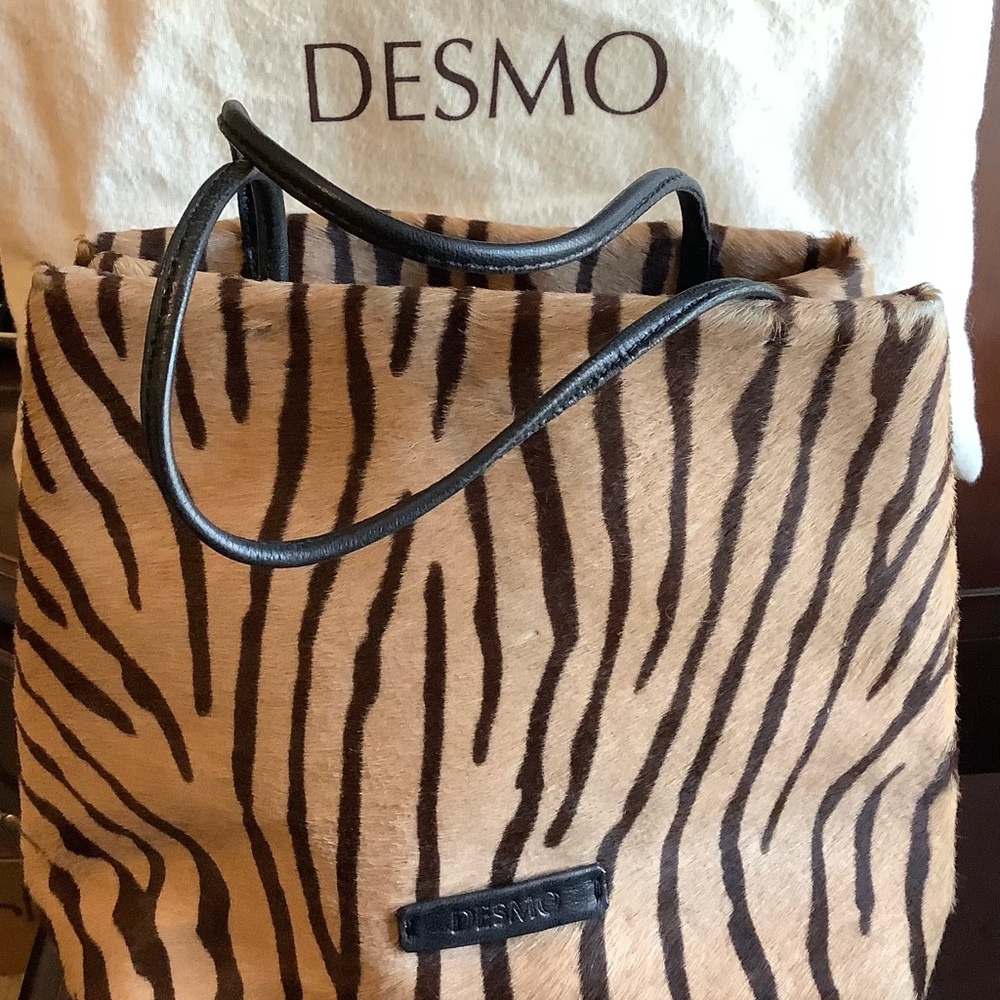 Vintage 1995 Desmo handbag Italian Lux Brand calf hair animal print